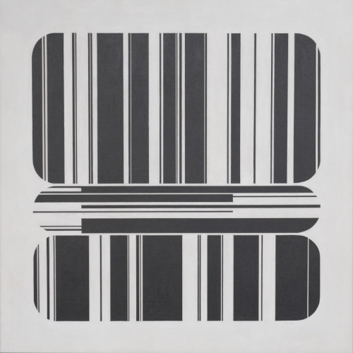 Abstract acrylic painting resembling barcode by Vincent Grey