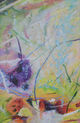 Abstract art evoking the feeling of the spring season using acrylic on canvas