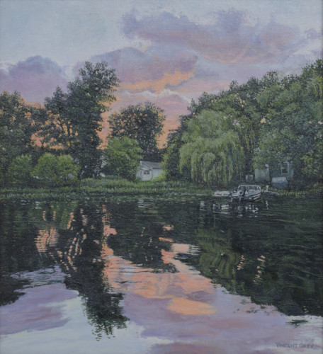Oil painting of water reflections
