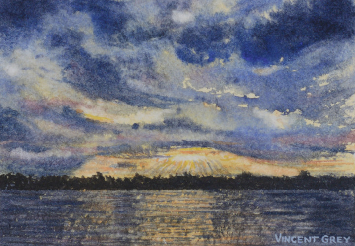 Abstract watercolor landscape painting