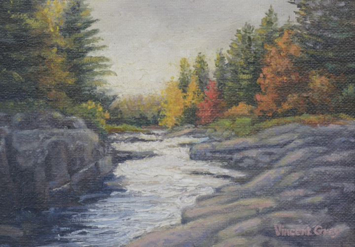 rocky river edge in the adirondacks