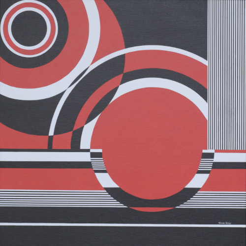 Abstract acrylic painting with circular design by Vincent Grey